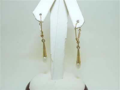14k Yellow Gold Pearl Earrings