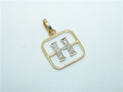 Initial "H" Diamond Yellow gold Pendant