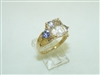 14k Yellow Gold Morganite and Tanzanite ring