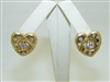 14k Yellow Gold Heart Diamond Earrings
