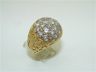 14k Yellow Gold Diamond Men's Ring