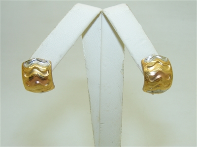 18k Yellow, Rose and White Gold Earrings