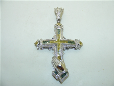14k White Gold Cross Pendant