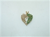 14k Yellow Gold Heart Diamond And Emerald Pendant