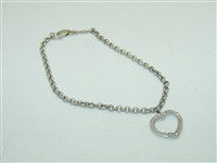 14k White Gold Heart Bracelet