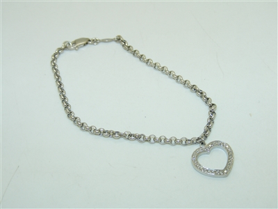 14k White Gold Heart Bracelet