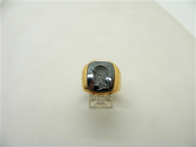 Soldier Carved Onyx Ring