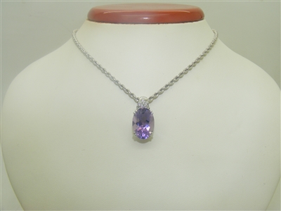 18k White Gold Amethyst Pendant with Necklace
