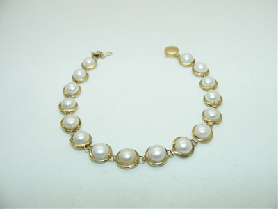 14k Yellow Gold Freshwater Pearls Bracelet