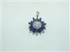 14k White Gold Diamond And Sapphire Pendant