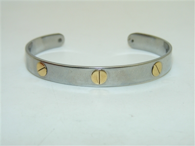 Stainless Steel and !8k Yellow Gold Cuff bracelet