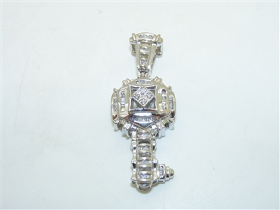 14k White gold Diamond Key Pendant
