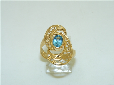 18k Yellow gold London Blue Topaz Ring