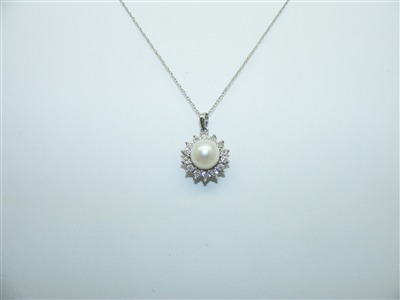 14k White Gold Diamond and Pearl Rope Necklace