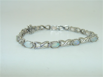 14k White Gold Opal Diamond Bracelet