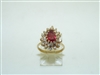 14k Yellow Gold Pear Shape Ruby Diamond Ring