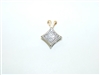 14k Yellow and White Gold Square Diamond Pendant