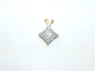 14k Yellow and White Gold Square Diamond Pendant