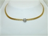 14k Yellow Gold Herringbone Ladies Diamond Chain