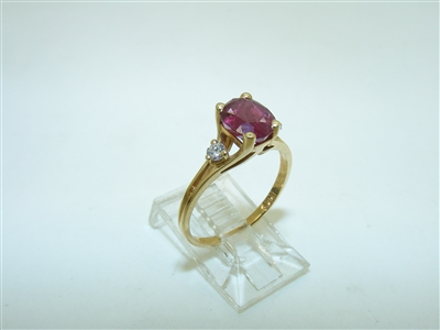 14k Yellow Gold Ruby Diamond Ring