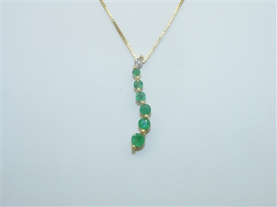 14k yellow gold Necklace Emerald and Diamond Pendant