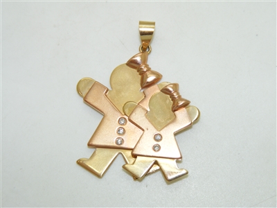 Mother & Daughter Yellow & Pink Gold Pendant