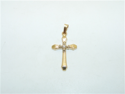 14k Yellow Gold Diamond Cross
