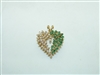 10k Yellow Gold Emerald and Diamond Hear Pendant
