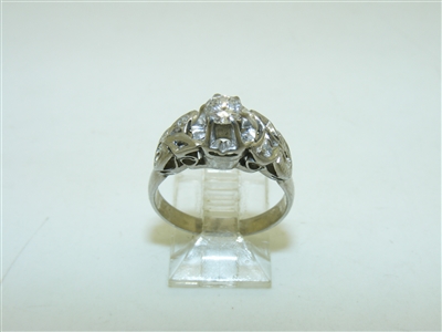 Vintage 10k White Gold Diamond Ring
