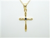 Yellow gold Natural Sapphire Cross Pendant Necklace