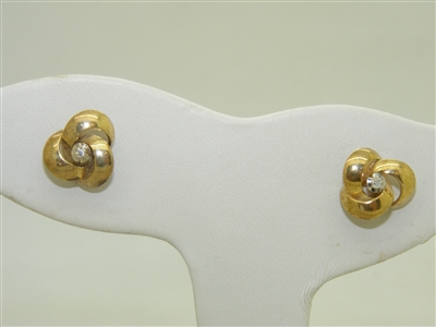 Pushback Yellow Gold Diamond Earrings