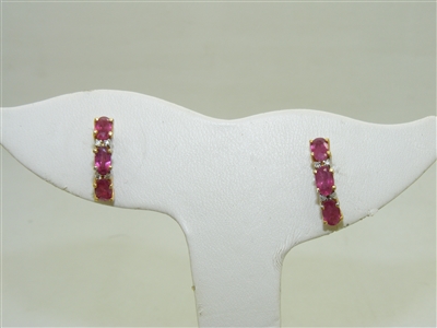 14k Yellow gold Ruby Earring
