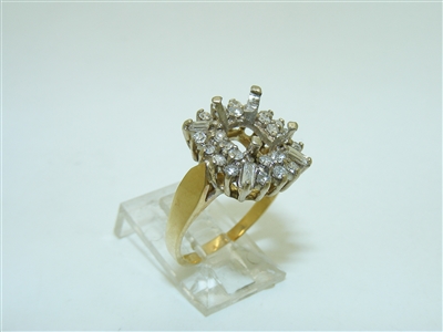 14k Yellow and White gold Diamond Open Setting Ring