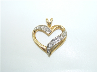 14k Yellow & White Gold Heart Pendant