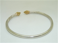10k Yellow Gold & Sterling Silver Bangle Bracelete