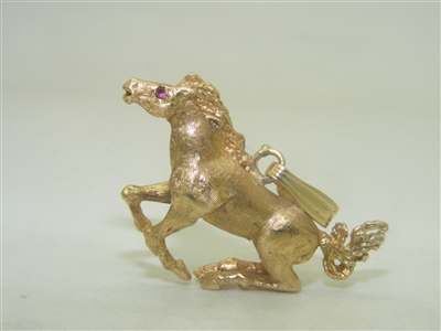 14k Yellow Gold Ruby Racing Horse