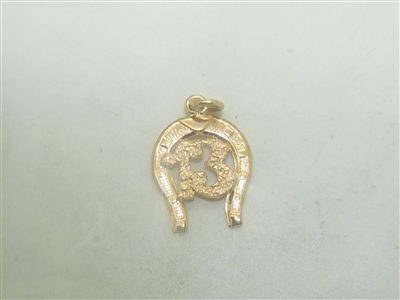 Rose Gold Lucky "13" Horseshoe Pendant