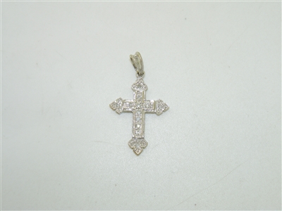 14k White Gold Cross Diamond Pendant