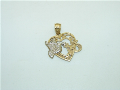 14k Yellow gold Sweet 15 Pendant