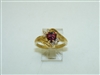 14k Yellow Gold Rhodolite Garnet Heart Shape Diamond Ring
