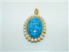 18k Yellow Gold Turquoise Pearl Pendant