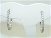 14k White Gold Core Lock Diamond Hoop Earrings