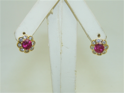 18k Yellow Gold Rubie Earrings
