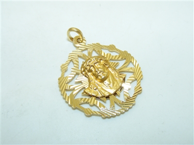 14k Yellow Gold Jesus and Mary Medal