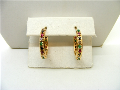 Multicolor Stone Hoop Earrings