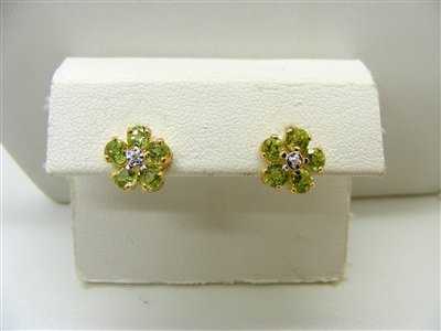 Flower Light Green Tourmaline Earrings