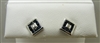 14k White Gold Square Sapphire Earrings