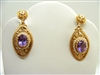 Vintage 1960 Oval Amethyst and Pearl 14K Gold Earrings