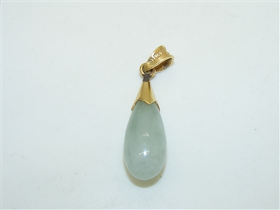Jade Tear 14K Yellow Gold Pendant