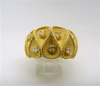 Woman's 18 K Yellow Gold Unique Designed Diamond Ring.